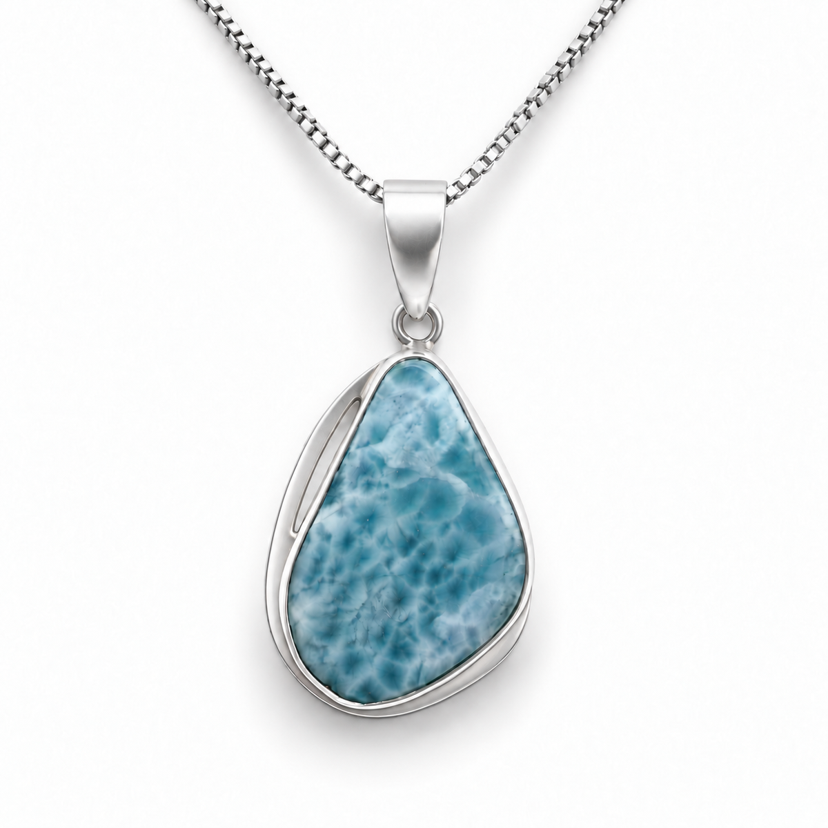Larimar pendant front view on white background