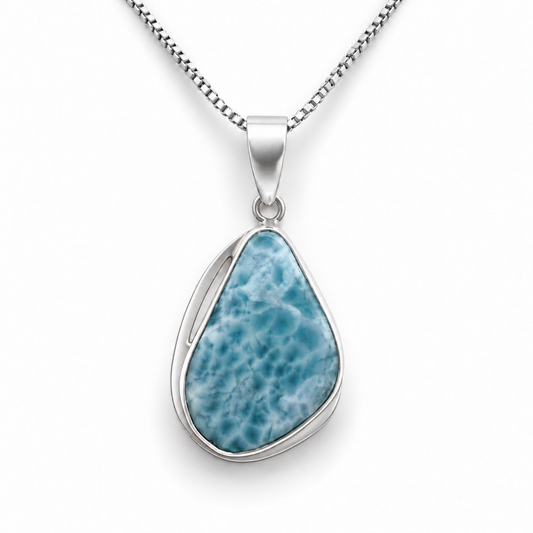 Larimar pendant front view on white background